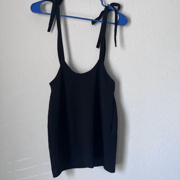 PLT size 6 high waist dungaree overall style tie straps side slit mini skirt - Picture 5 of 10